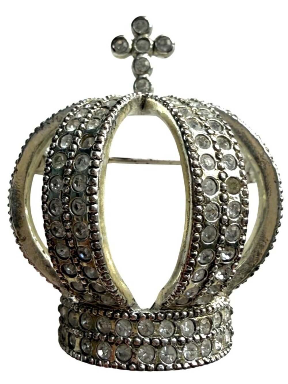 MUSEUM REPRODUCTIONS NUPTIAL Crown Brooch PIN ALEXANDRA FEODOROVNAS Rhinestones